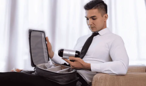 Man with Travel CPAP