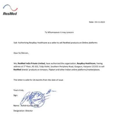 respbuy authorization certificates from resmed