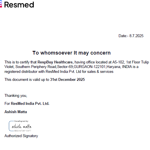 Resmed Authorized Online Seller RespBuy is an authorized dealer to sell ResMed Products Online