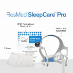 ResMed Airfit N20 CPAP Mask Sleepcare Pro Package (Includes N20 Mask | 5 Filters | CPAP Wipes (Pack of 14) | ResMed Benefits)