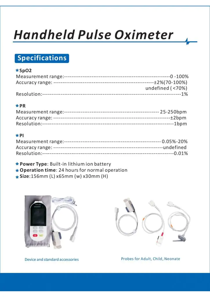 Handheld Pulse Oximeter With Trends & Graphs