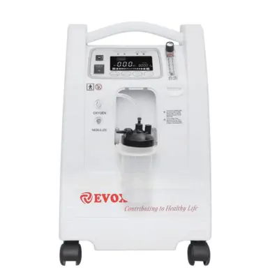 EVOX-5S 5 litre oxygen concentrator front view with humidifier bottle