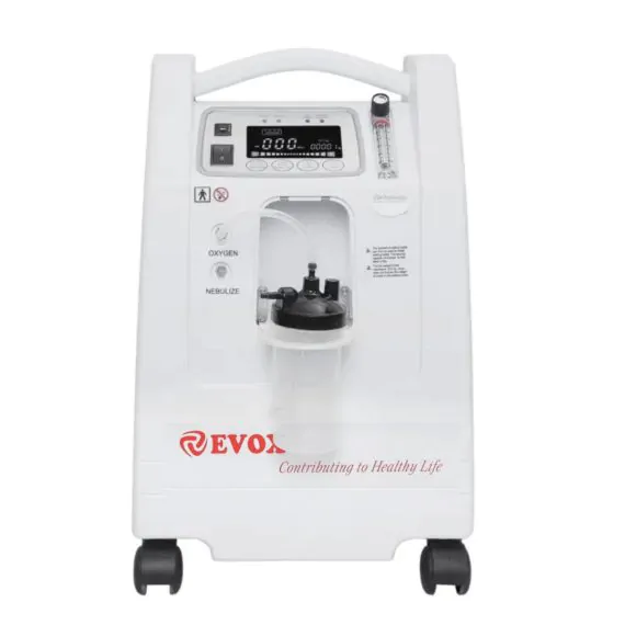 EVOX-5S 5 litre oxygen concentrator front view with humidifier bottle