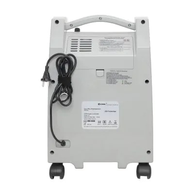 EVOX-5S oxygen concentrator rear view showing filter access and power cable