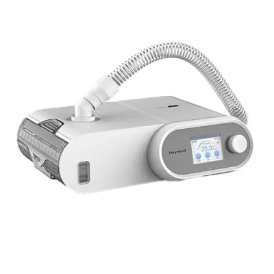 Oxymed AirSmart Bi-Level Auto with humidifier and hose - left angled view