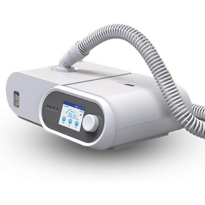 Oxymed AirSmart Bi-Level Auto with humidifier and hose - front angled view