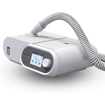 Oxymed AirSmart Bi-Level Auto with humidifier and hose - front angled view