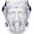 Philips FitLife total face mask with grey headgear on a display mannequin, front view